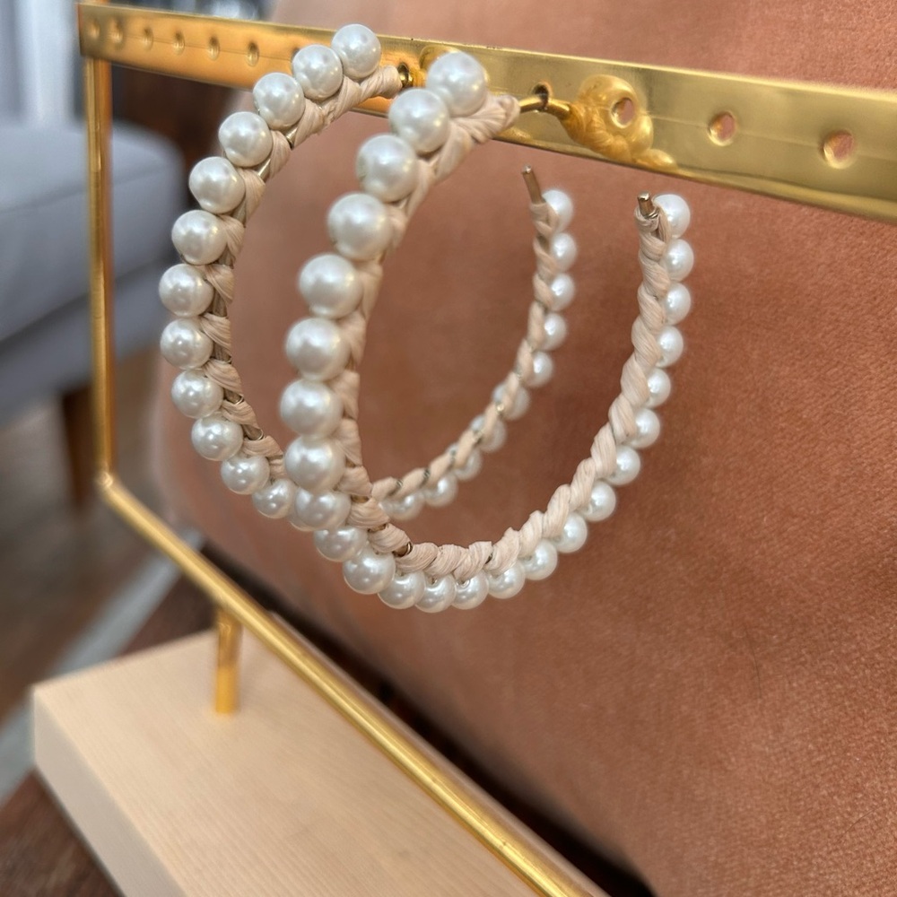 Large Pearl Hoops - Picture 3 of 3